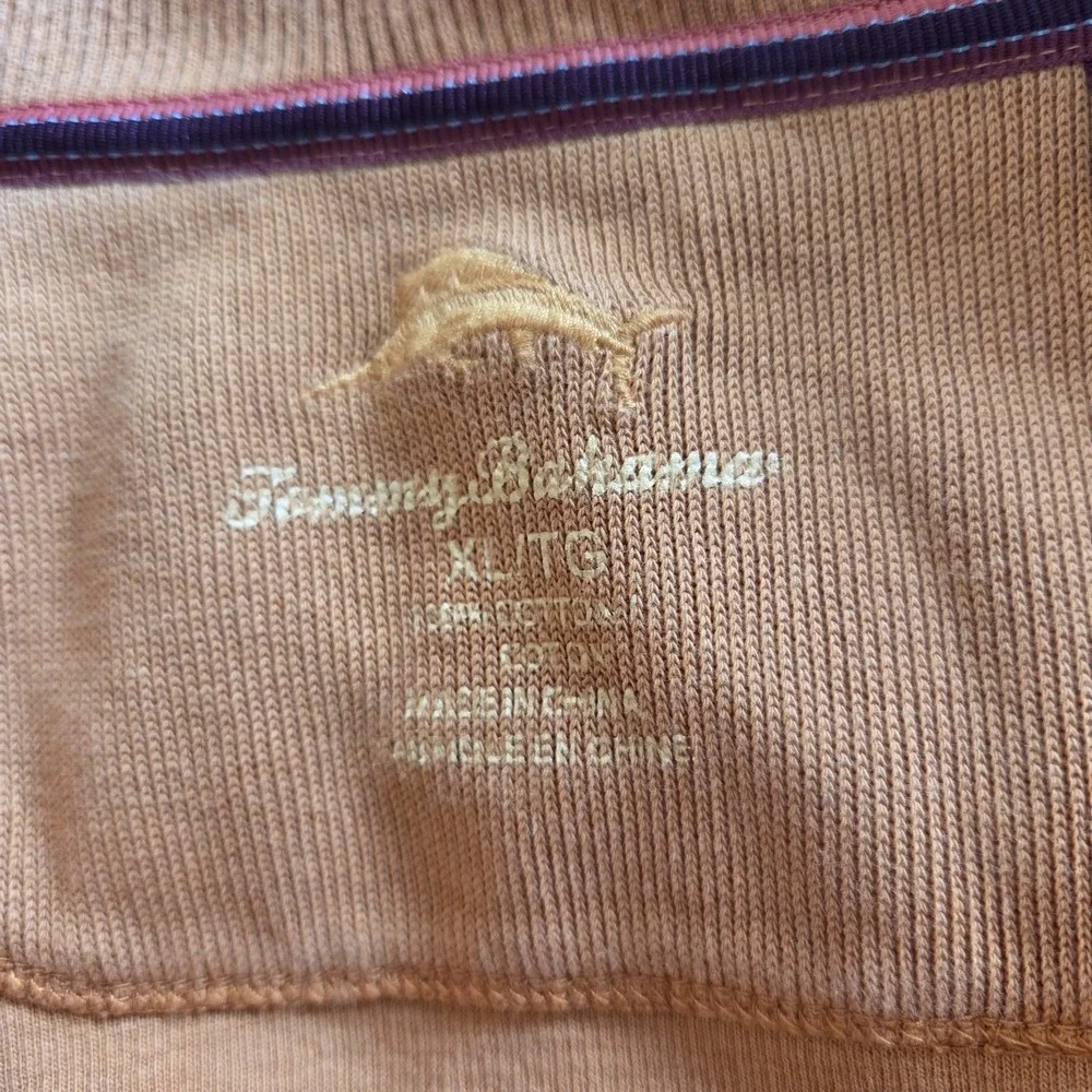 Tommy Bahama Mens Pullover XL Orange 1/4‎ Zip Mock Neck Long Sleeve Ribbed